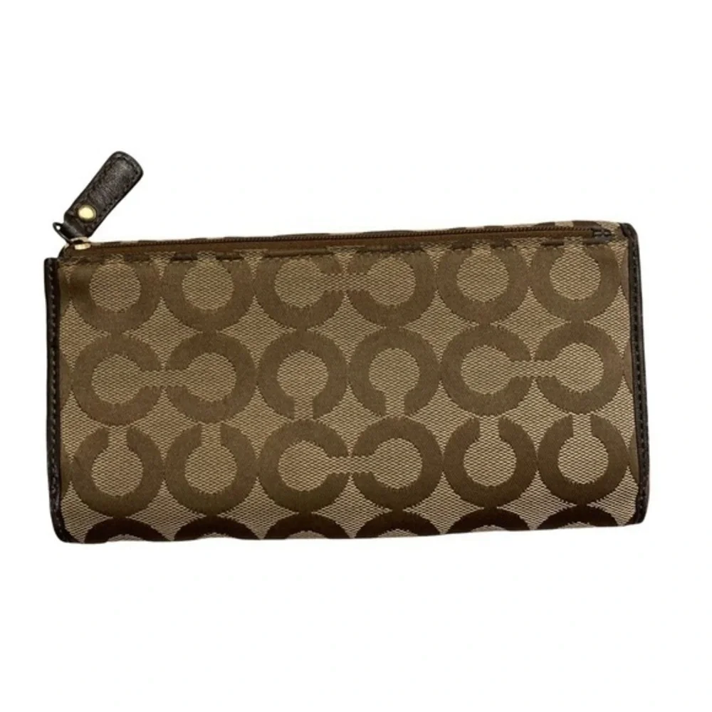 Coach brown op c signature wallet